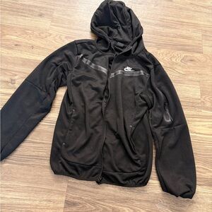 Nike Black Hooded Windbreaker Jacket with Reflective Accents